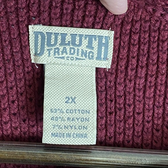 DULUTH TRADING CO Mens Red Knit Worth Long Sleeve Sweater Size XXL Preppy Warm - Picture 5 of 9